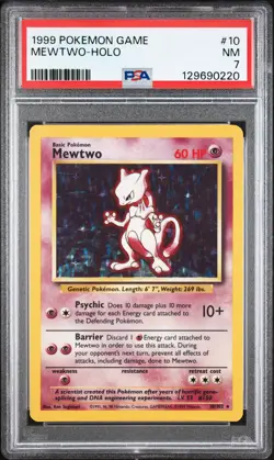 1999 POKEMON GAME #10 MEWTWO-HOLO PSA 7 - Image 1