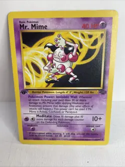 Pokemon TCG Mr. Mime 22/64 First Edition Jungle Set Non Holo Rare Vintage MP/LP - Image 1