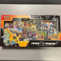 Pokemon TCG Lucario V & Tyranitar V Heavy Hitters Collector's Box - 14 Packs 820650856716 - Image 1