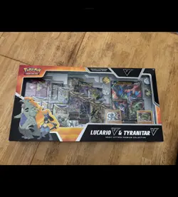 Pokemon TCG Lucario V & Tyranitar V Heavy Hitters Premium Collection Box Sealed 820650856716 - Image 1