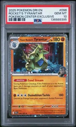 Pokemon Team Rocket’s Tyranitar DRI 096/182 Pokemon Center Stamped PSA 10 - Image 1