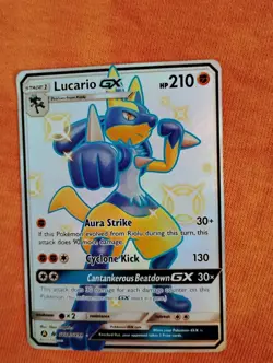 Pokemon Lucario GX SV64/SV94 Hidden Fates Shiny Vault Full Art Holo 210 HP Card - Image 1