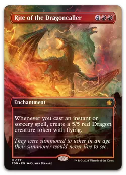 Rite of the Dragoncaller (Borderless) #331 (Foil) (NM) Foundations FDN Magic MTG - Image 1