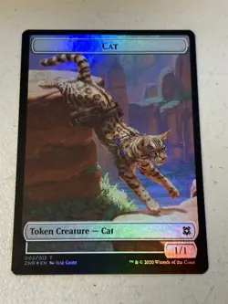 mtg foil token Cat // Plant, 002/008, Zendikar Rising, unplayed - Image 1