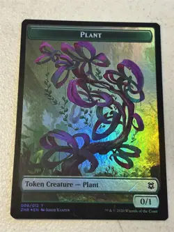 mtg foil token Cat // Plant, 002/008, Zendikar Rising, unplayed - Image 2
