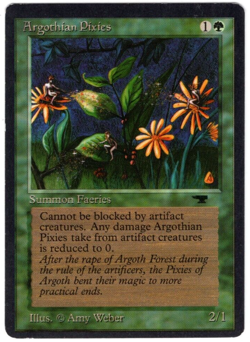 MTG ARGOTHIAN PIXIES ANTIQUITIES COMMON GREEN CREATURE LP/NM FAERIE VINTAGE EDH - Image 1