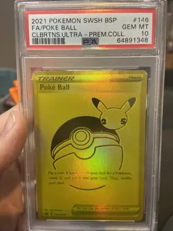 2021 POKEMON TCG POKEBALL #146 FULL ART CELEBRATIONS PROMO PSA GEM MINT 10 - Image 1