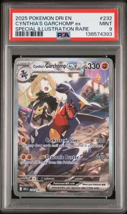 2025 POKEMON DRI EN-DESTINED RIVALS #232 CYNTHIA'S GARCHOMP EX PSA 9 - Image 1