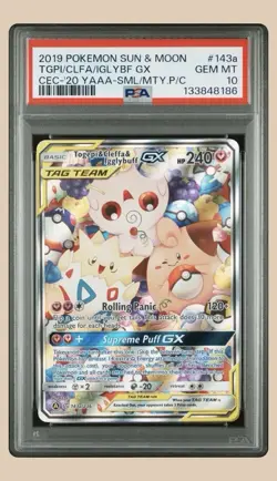 Pokemon Togepi & Cleffa & Igglybuff GX 143A/236 Alt Art Tag Team PSA 10 GEM MINT - Image 1