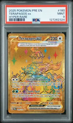 2025 POKEMON PRE EN-PRISMATIC EVOLUTIONS HYPER RARE #180 TERAPAGOS EX PSA 9 - Image 1