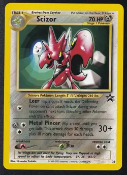 Pokemon Scizor Black Star Promo #33 Non-Holo Card WOTC 2001 - Image 1