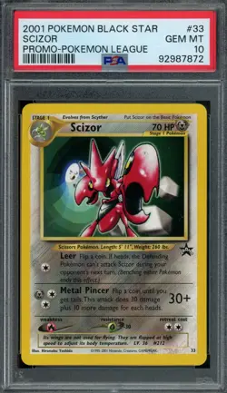 Pokemon Card Scizor #33 Black Star Promo Pokemon League WOTC PSA 10 GEM MINT - Image 1