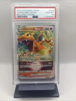 2022 Pokemon SWSH Brilliant Stars 018 Charizard VSTAR PSA 10 Gem Mint - Image 1