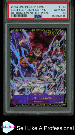 EUSTASS CAPTAIN KID OFFICIAL EVENT TOP PRIZE ONE PIECE PROMOS 2024 013 PSA 10 - Image 1