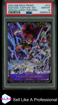 EUSTASS CAPTAIN KID OFFICIAL EVENT TOP PRIZE ONE PIECE PROMOS 2024 013 PSA 10 - Image 1