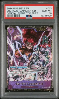2024 ONE PIECE PROMOS OFFICIAL EVENT TOP PRIZE #013 EUSTASS "CAPTAIN" KID PSA 10 - Image 1