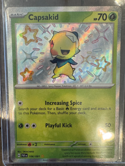Capsakid Baby Shiny Holo Rare SV Paldean Fates Pokemon Card TCG 106/091 - Image 1