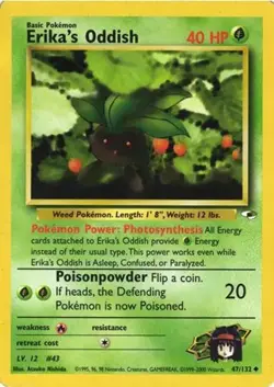 Erika's Oddish 47/132 Gym Challenge Pokemon Card LP - Image 1