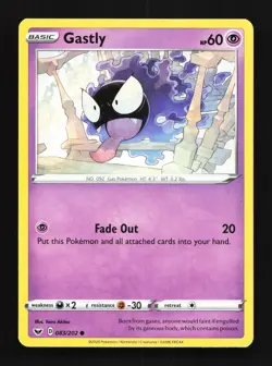 Gastly 083/202 LP Sword & Shield English Pokemon Card TCG - Image 1