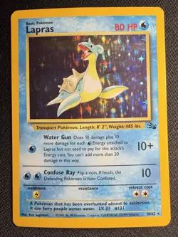 Pokemon Lapras Holo Rare 10/62 Fossil WOTC 1999 Unlimited TCG NM Vintage - Image 1