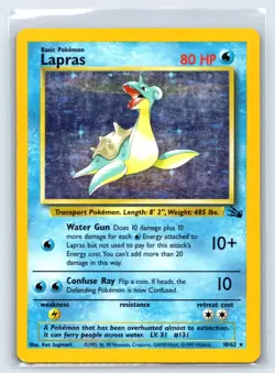 Lapras 10/62 Holo Rare Pokemon Fossil Unlimited WOTC 1999 Vintage HP/MP - Image 1