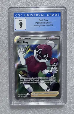 Pokemon 2021 Ball Guy 065/072 Full Art Holo Ultra Rare Shining Fates CGC 9 - Image 1