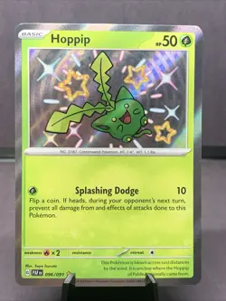 Pokemon TCG Hoppip 096/091 Baby Shiny Rare Holo Paldean Fates NM - Image 1