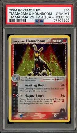 Pokemon Team Magma's Houndoom EX TM Magma Vs TM Aqua Holo Rare #10 PSA 10 - Image 1