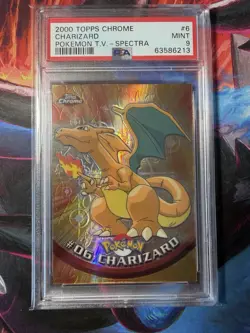 CHARIZARD Pokemon Cad - 2000 Topps Chrome - #6 - Pokemon T.V. Spectra - PSA 9 - Image 1