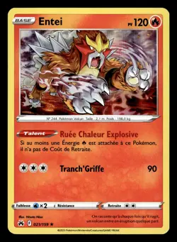 Carte Pokemon HOLO Entei 021/159 EB12.5 Epee & Bouclier Zenith Supreme FR - Image 1