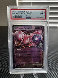 2025 Pokemon SVP Rocket’s Mewtwo ex Team Rocket Tin #216 PSA 9 - Image 1