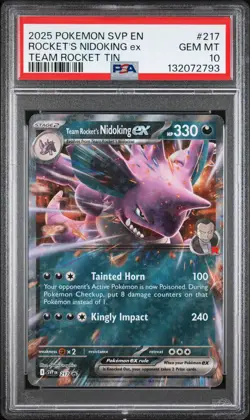 2025 POKEMON SVP PROMO TEAM ROCKET TIN #217 TEAM ROCKET'S NIDOKING EX PSA 10 - Image 1