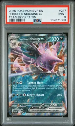 2025 POKEMON SVP EN-SV TEAM ROCKET TIN #217 TEAM ROCKET'S NIDOKING EX PSA 9 - Image 1