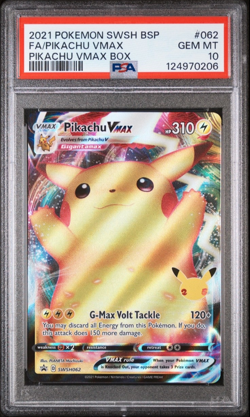 2021 Pokemon Sword Shield Pikachu VMAX Full Art PSA 10 SWSH062 Black Star Promo - Image 1