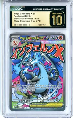 CGC Pristine 10 Pokemon Mega Charizard X ex 023 Me: Mega Evolution Promo Holo - Image 1