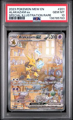 2023 POKEMON MEW EN-151 SPECIAL ILLUSTRATION RARE #201 ALAKAZAM EX PSA 10 - Image 1