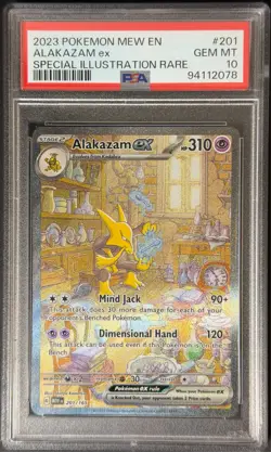 2023 POKEMON MEW EN-151 #201 ALAKAZAM ex SPECIAL ILLUSTRATION RARE PSA 10 - Image 1