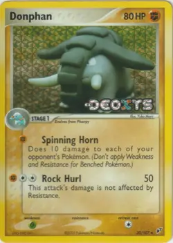 2005 Pokemon EX Deoxys Donphan [Reverse Holo] #30/107 NM MT Stamped - Image 1