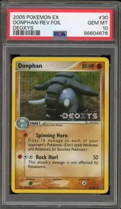Pokemon Donphan EX Deoxys Reverse Holo #30 PSA 10 Gem Mint - Image 1