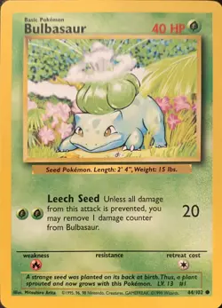 Bulbasaur 44/102 Pokemon CCG Base set LP to NM non-holo - Image 1