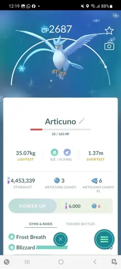 Pokemon Go Shiny Legendary Articuno - Image 1