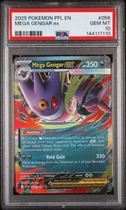 2025 POKEMON PFL EN-PHANTASMAL FLAMES #056 MEGA GENGAR EX PSA 10 - Image 1