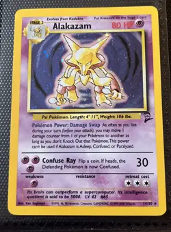 Alakazam 1/130 Holo Base Set 2 WOTC 2000 Pokemon Card - Image 1