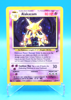 Alakazam 1/130 Base Set 2 Rare Holo Pokemon Card WOTC 2000 MP/HP - Image 1