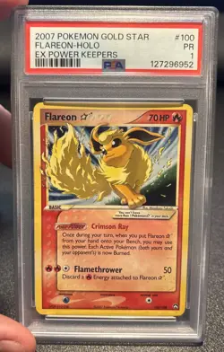 Pokemon TCG Flareon Card Power Keepers Gold Star, PSA 1 - Image 1