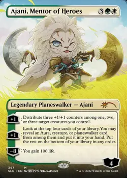 Light Play x 1 Ajani, Mentor of Heroes - Foil - Borderless Secret Lair Drop Seri - Image 1