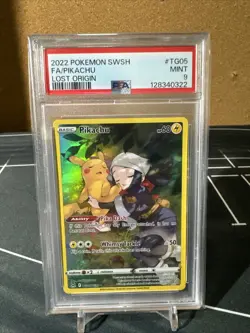 Pokemon TCG Pikachu TG05/TG30 Holo Rare Lost Origin Trainer Gallery PSA 9 Mint - Image 1