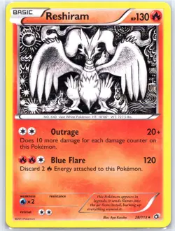 Reshiram 28/113 Holo Near Mint Legendary Treasures 2013 Pokemon Shipnow - Image 1