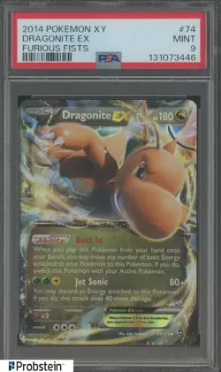 2014 Pokemon XY Furious Fists #74 Dragonite ex PSA 9 MINT - Image 1