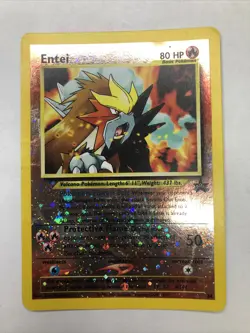 Entei #34 Pokemon Card Black Star Movie Promo Reverse Holo 2001 Multi Swirl!! - Image 1